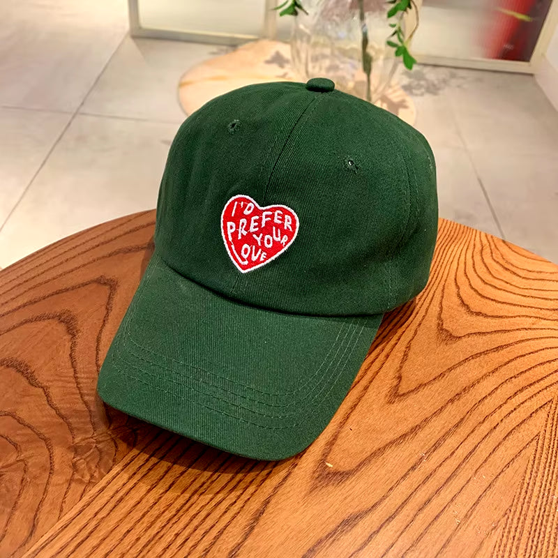 2023 New Fashion Korean Love Letter Embroidered Women'S Baseball Cap Casual Photograph Cotton Couple Hat Hip Hop Unisex Hat