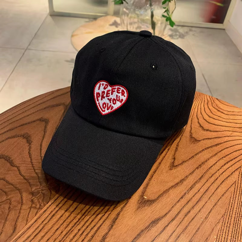 2023 New Fashion Korean Love Letter Embroidered Women'S Baseball Cap Casual Photograph Cotton Couple Hat Hip Hop Unisex Hat