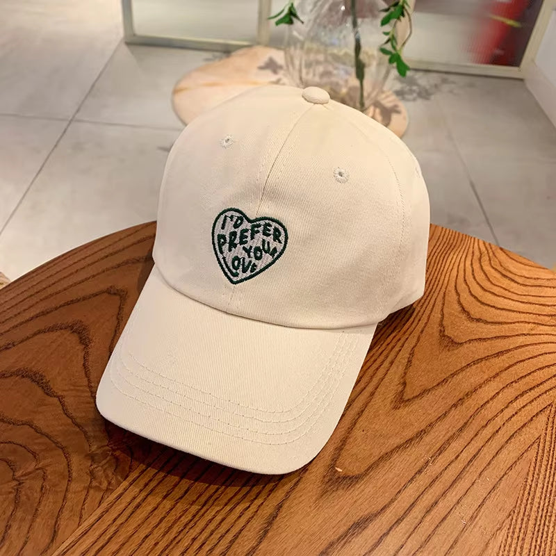 2023 New Fashion Korean Love Letter Embroidered Women'S Baseball Cap Casual Photograph Cotton Couple Hat Hip Hop Unisex Hat