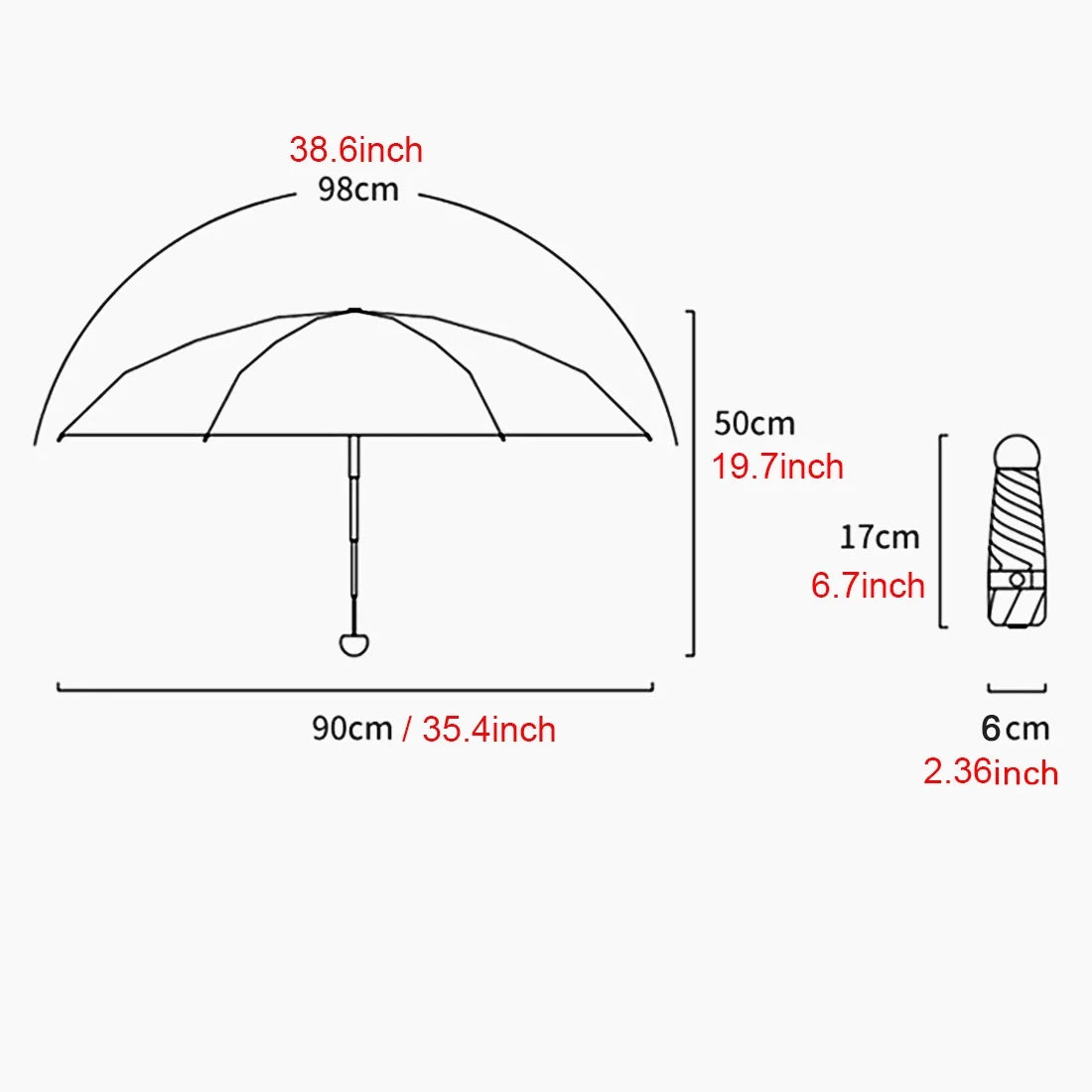 Mini Capsule Umbrella Parasol Anti-Uv Black Coating Pocket Umbrella for Sun and Rain Outdoor Travel Parasol Pink 6 Ribs